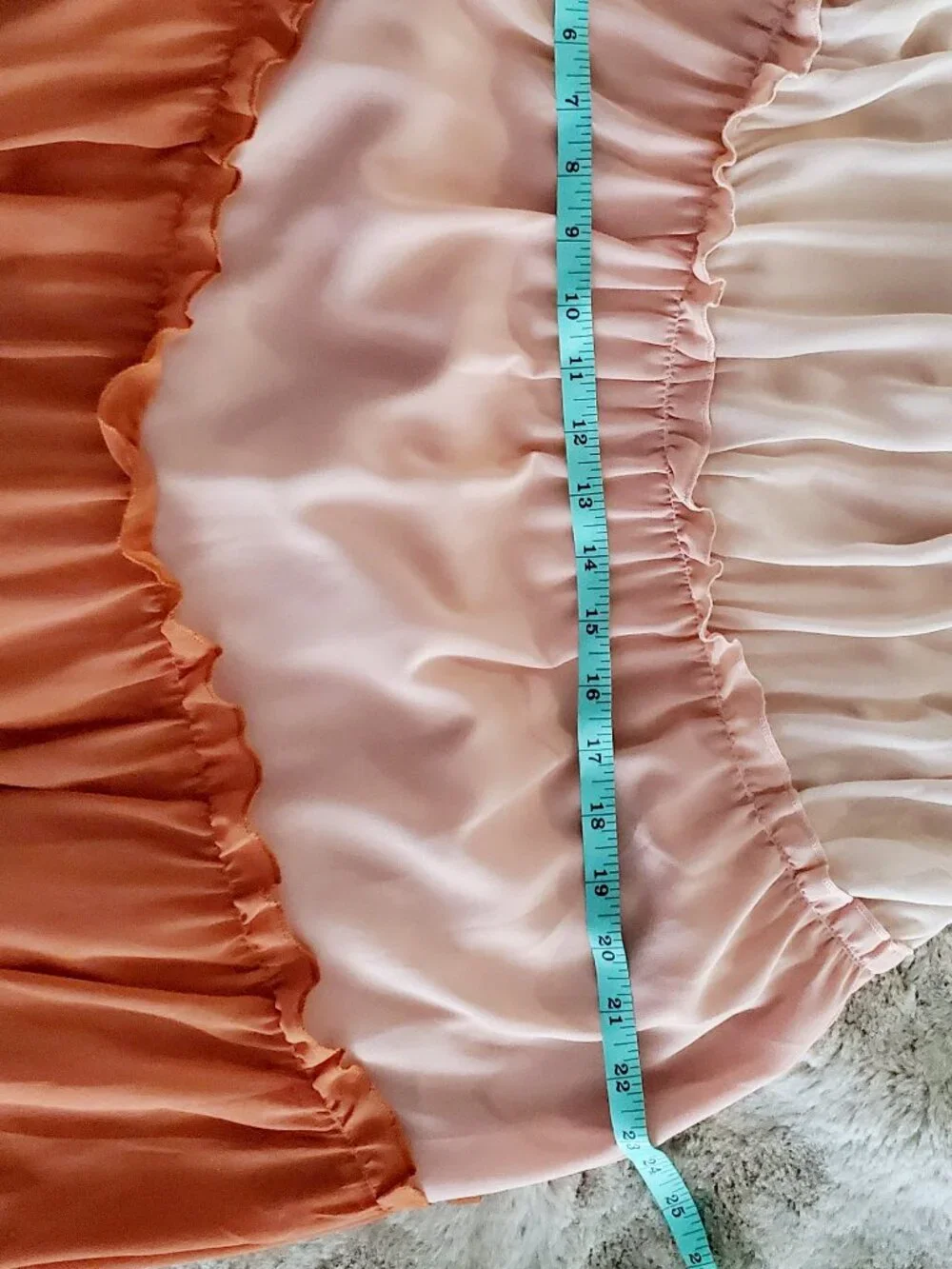 Fanco Tiered Ombré Maxi Dress Peach Pink Black Boho Cottagecore Dress M Romantic
